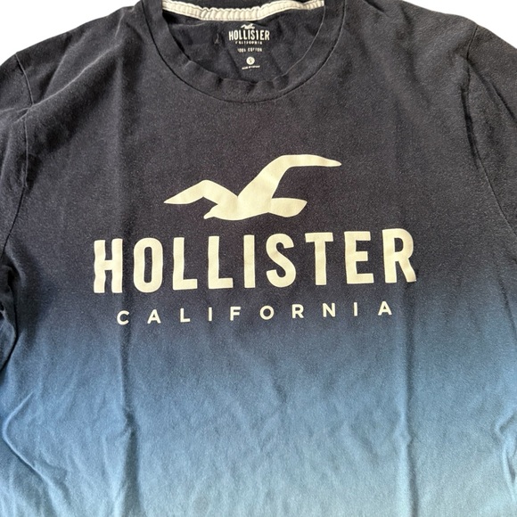 Hollister California Ombré Gradient Logo Long Sleeve Tee Shirt Men Sz Small Blue - Picture 6 of 12